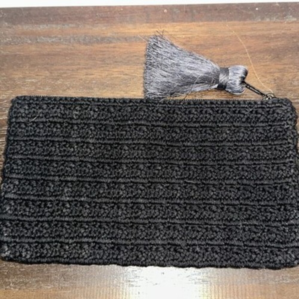 Handmade Black Cotton Crochet Clutch Purse, Poloma Van Den Akker